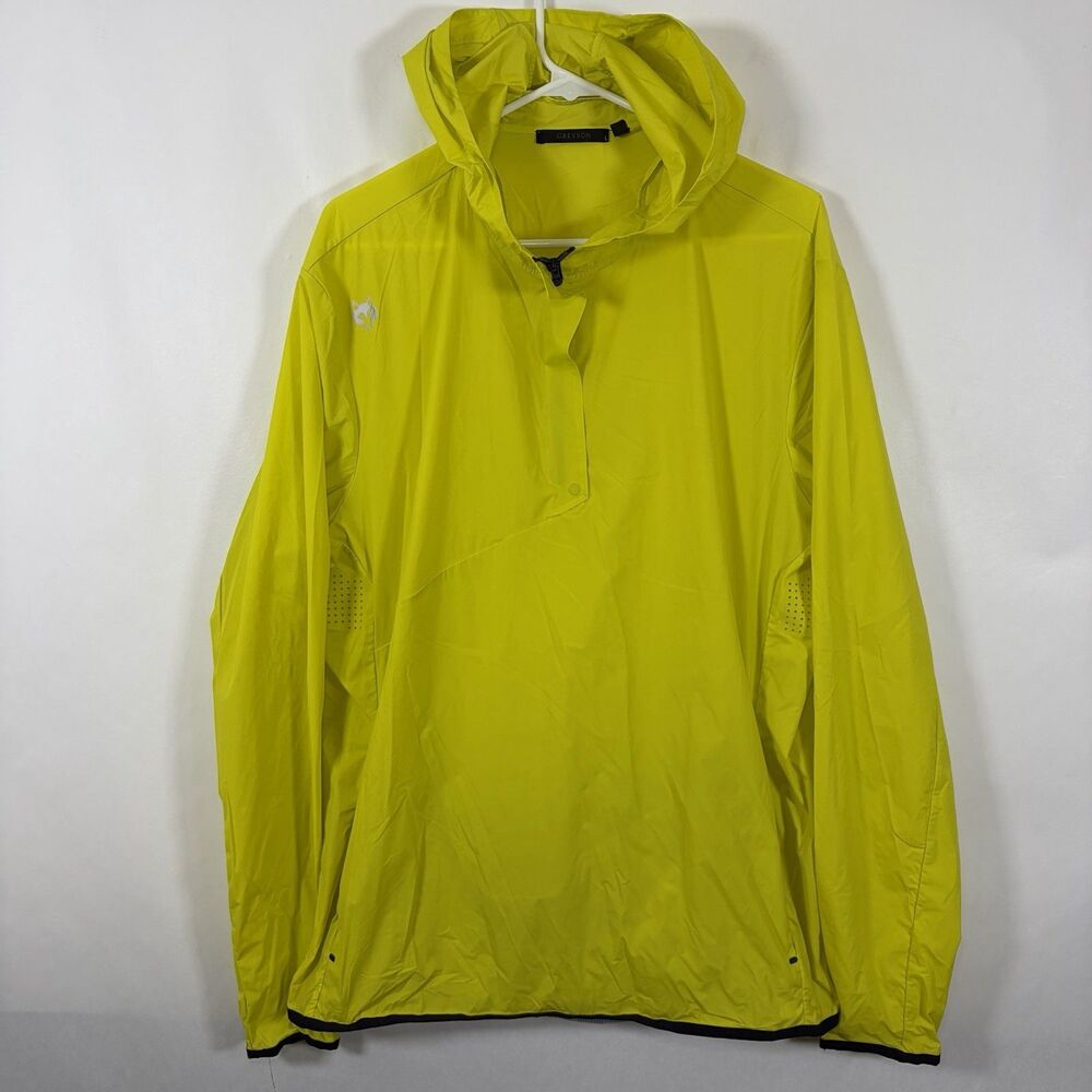 Greyson Newago Pac Lite Hooded Jacket Mens Large Yellow 1/4 Zip Packable Golf